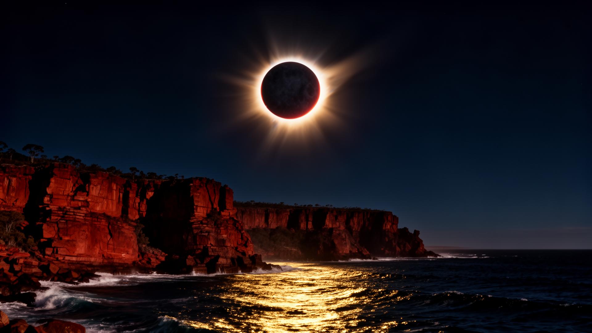 Total solar eclipse over the Kimberley coast of Australia